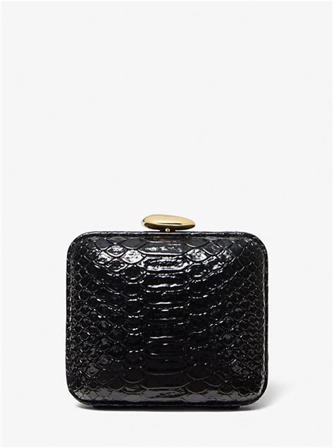 Tina Mini Python Embossed Leather Minaudière 